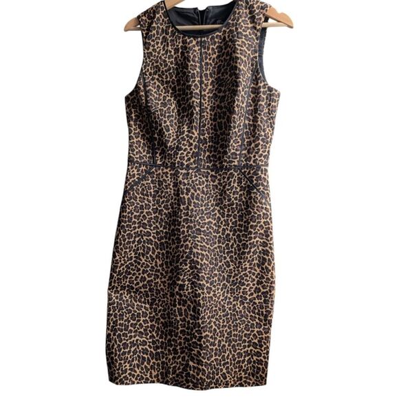 Jcrew Sheath dress in leopard bi-stretch cotton Sleeveless Midi Dress Size 6 - Picture 16 of 16